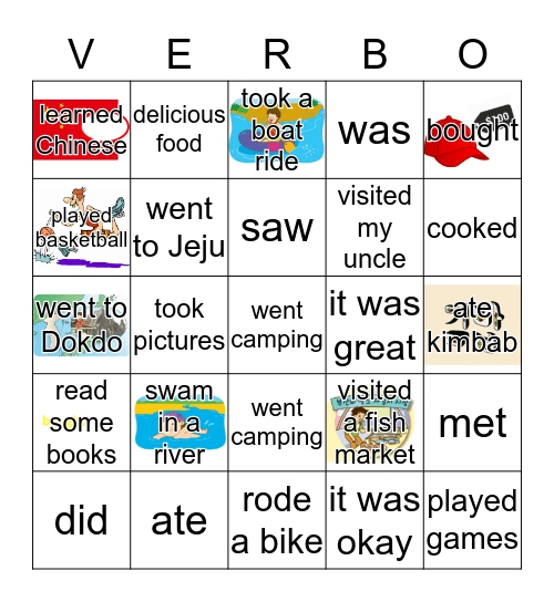 What Did You Do During Your Vacation? Bingo Card