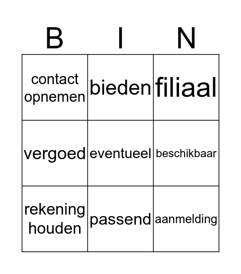 thema 8 Bingo Card