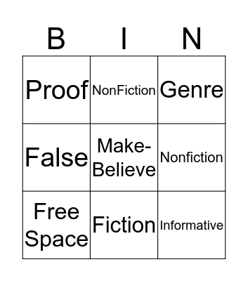 Flocabulary Genre Bingo Card