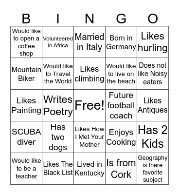 Profile Bingo Day 2 Bingo Card