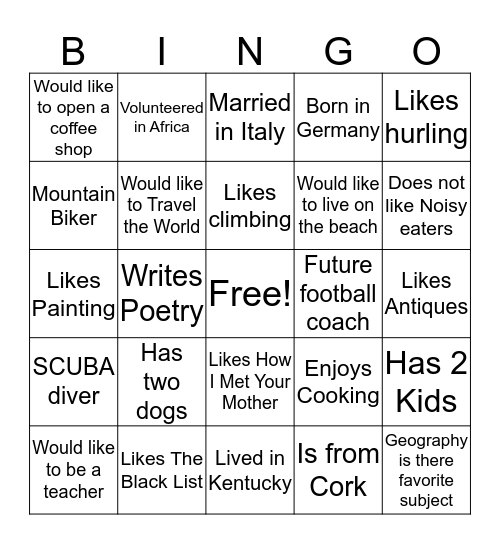 Profile Bingo Day 2 Bingo Card