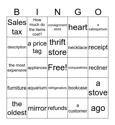 Unit 7 Review Bingo Card