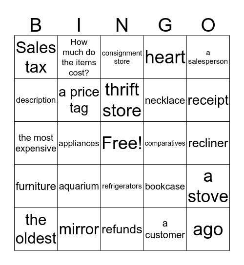 Unit 7 Review Bingo Card