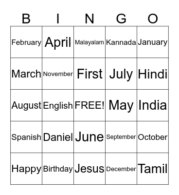 Bingo Card