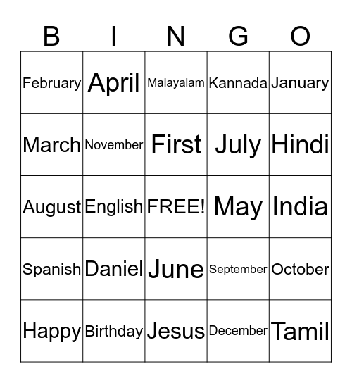 Bingo Card