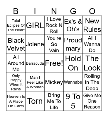 Women Who Rock Bingo Card