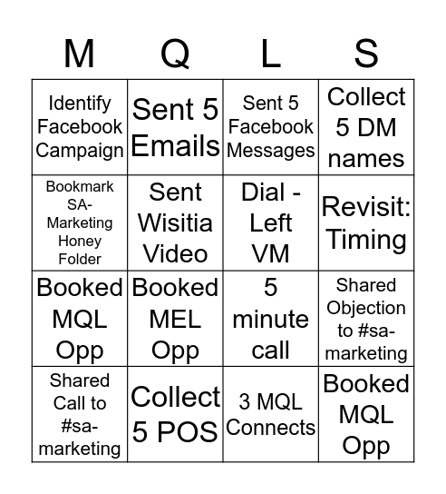 MQL WEDNESDAY Bingo Card