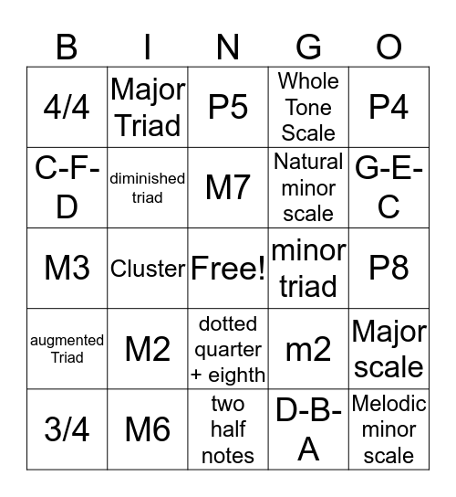 Class Lesson:  Level 4 Listening Bingo Card