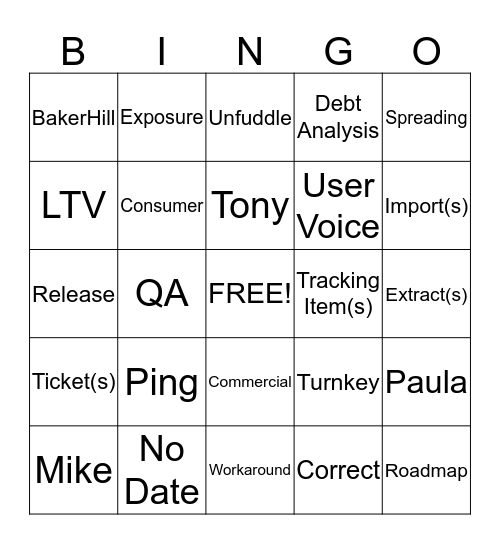 Baker Hill Bingo Card