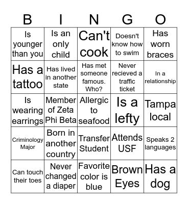 Woman's Empowerment Ice Breaker! Bingo Card