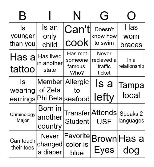 Woman's Empowerment Ice Breaker! Bingo Card