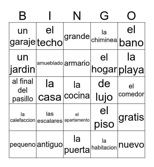 La Casa Bingo Card