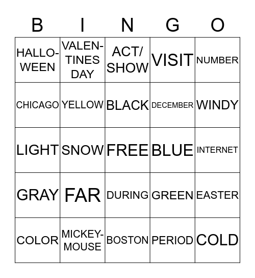 ASL CHAPTER 3 Bingo Card
