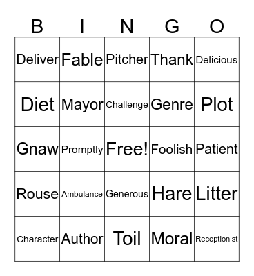 Vocabulary BINGO Card