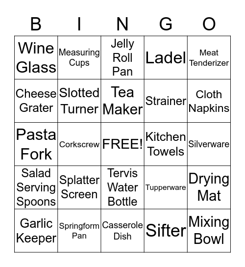Kate and Ryan Bingo Card