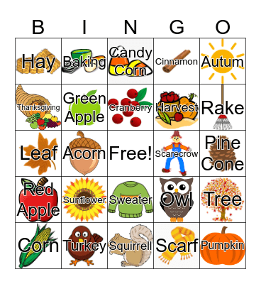 Fall Bingo Card
