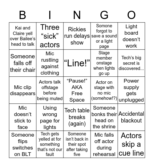 Tech Week Bingo  Bingo Card