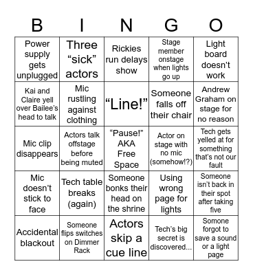 Tech Week Bingo  Bingo Card