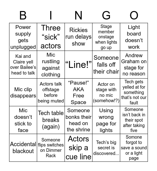 Tech Week Bingo  Bingo Card