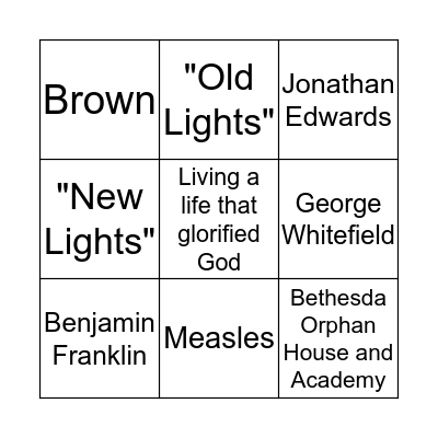 The Great Awakening Bingo Card