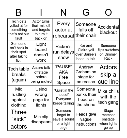 Tech's Tech Week Bingo  Bingo Card