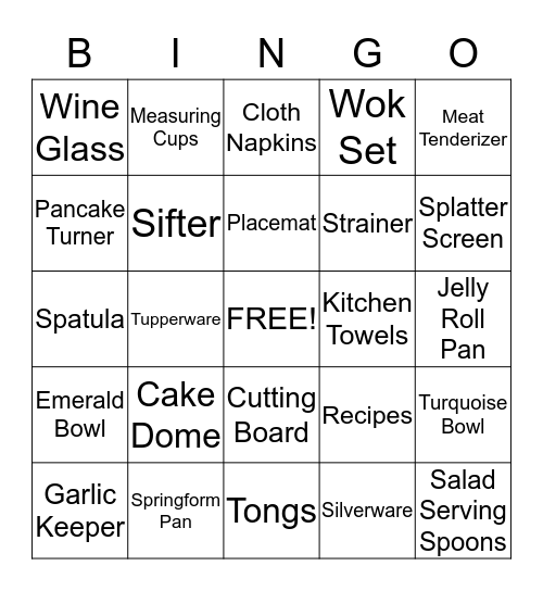 Kate and Ryan Bingo Card