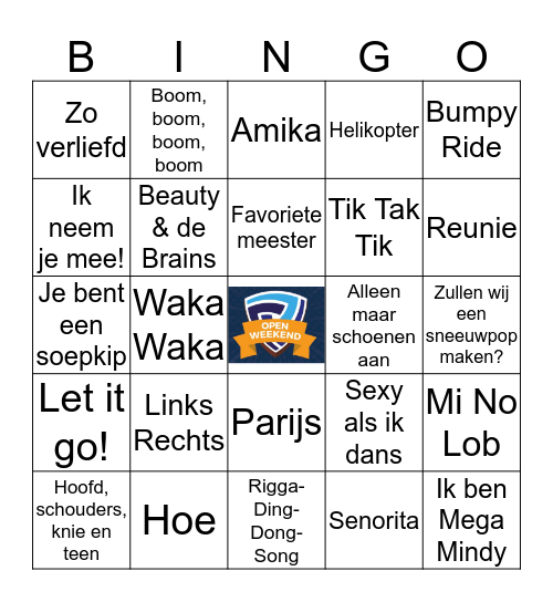 Bingo Open Weekend Bingo Card