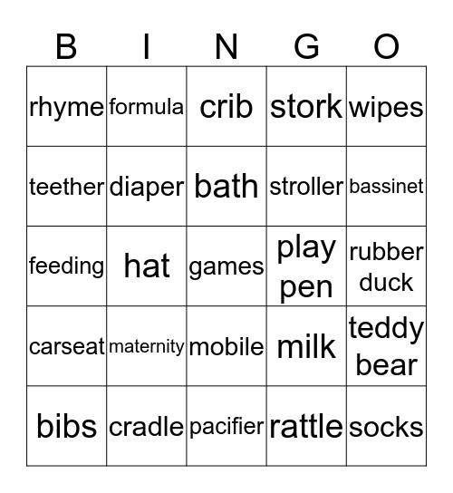 Baby Bingo Card