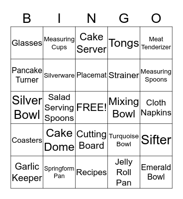 Kate and Ryan Bingo Card