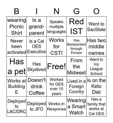 Find Your Coworker Bingo Card