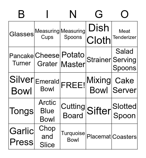 Kate and Ryan Bingo Card