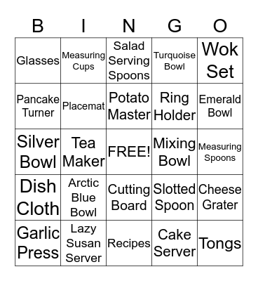 Kate and Ryan Bingo Card