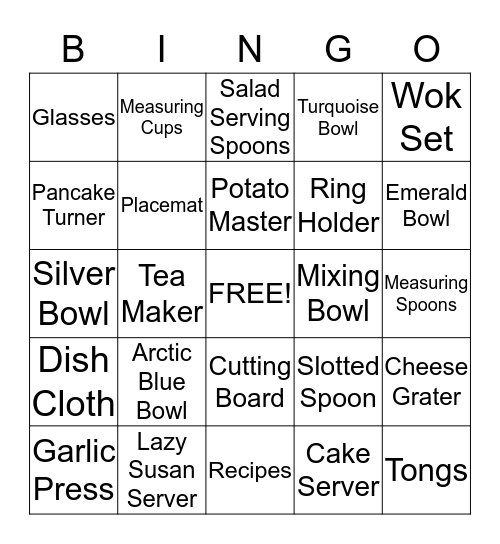 Kate and Ryan Bingo Card