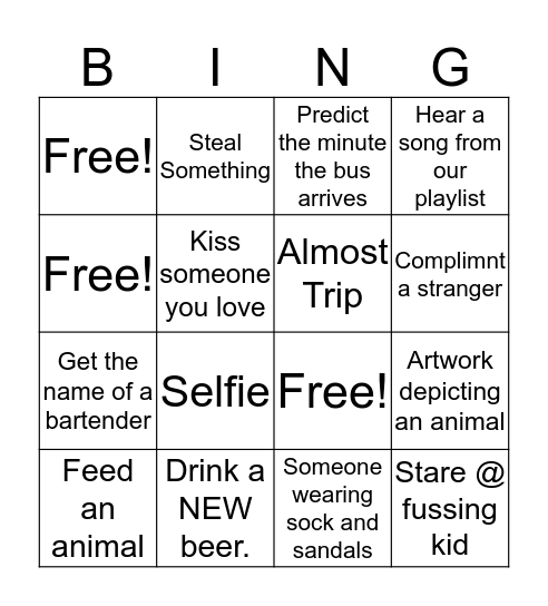 Red Line Bango Bingo Card