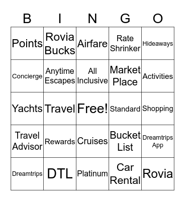 D R E A M T RI P S Bingo Card