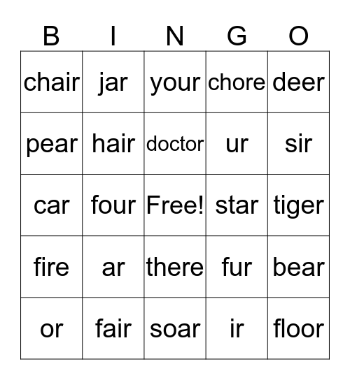 final r words Bingo Card