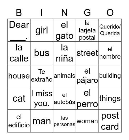 Berlitz: 2.1 2.2 and 2.3 Bingo Card