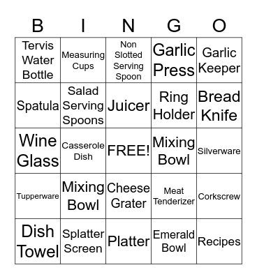 Kate and Ryan Bingo Card