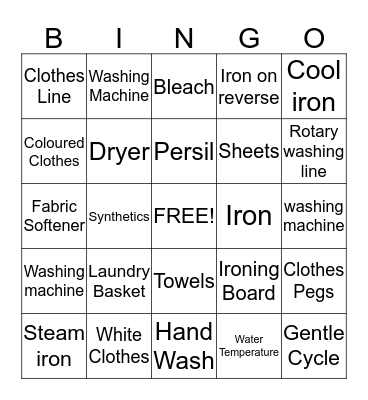 Laundry Bingo Card