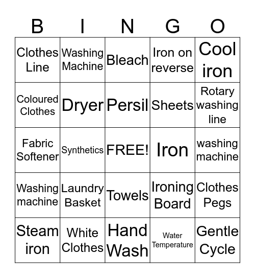 Laundry Bingo Card