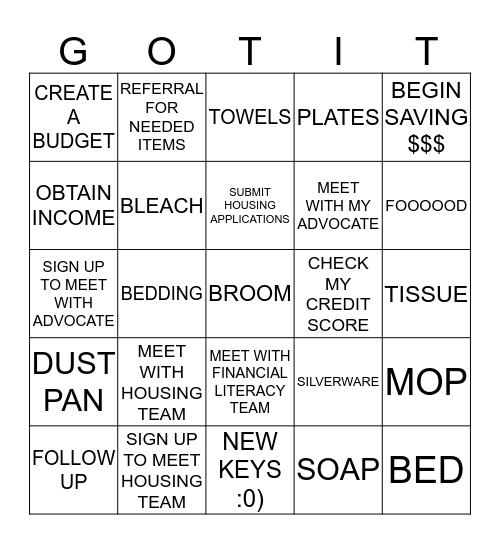 MY OWN HOME Bingo Card