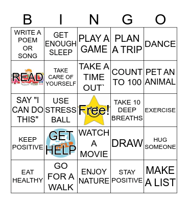 Coping Skills Bingo Card