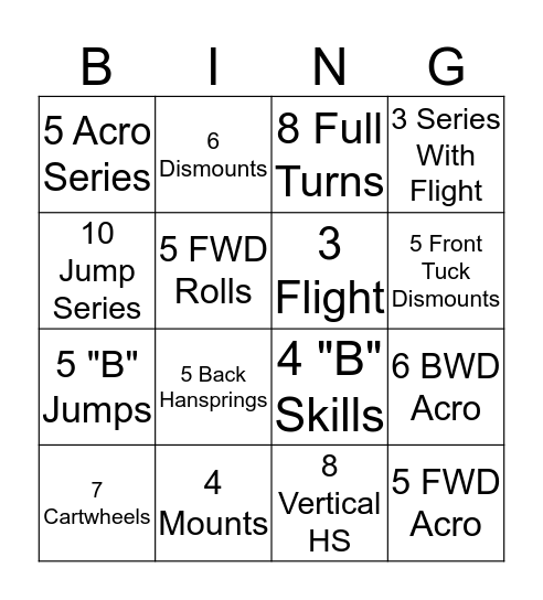 Beam Bingo Card