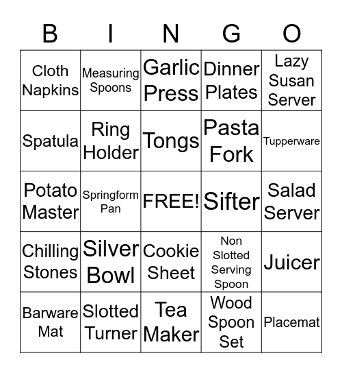 Kate and Ryan Bingo Card