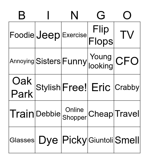 Michael's 60 Bingo Card