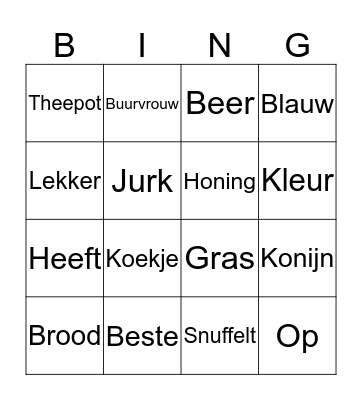 Woordbingo Card