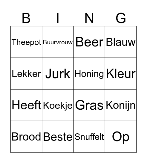 Woordbingo Card