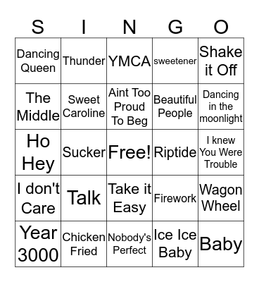 SINGO Bingo Card
