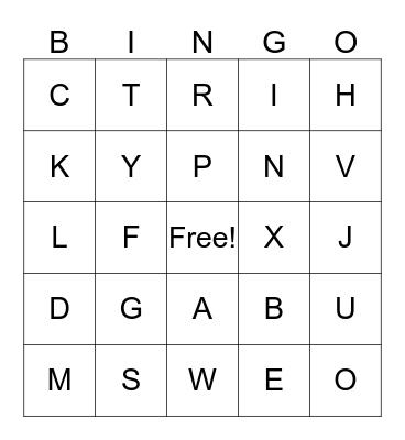 Letters  Bingo Card
