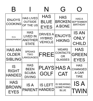 FIND SOMEONE WHO... Bingo Card